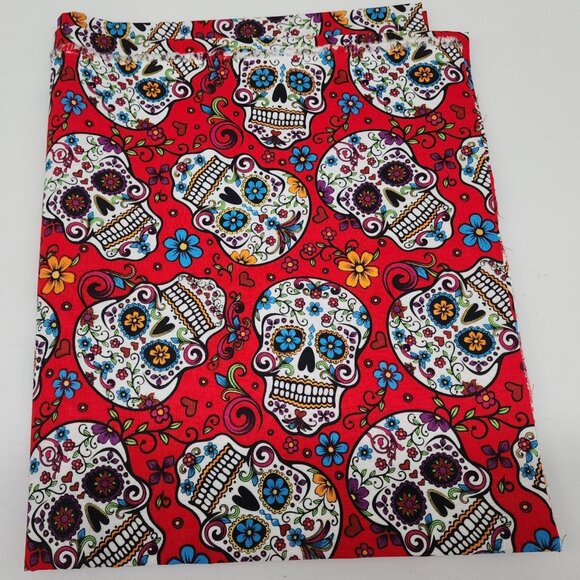 David Textiles Other - Quilting Craft Fabric Red Sugar Skull Cotton Blend David Textiles 1yd-9"